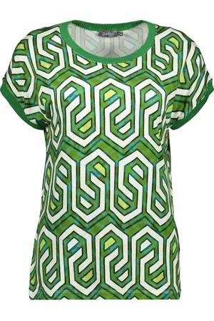Geisha T-shirt Sarah T Shirt Met Grafisch Patroon 32403 60 530 Green/off White Dames