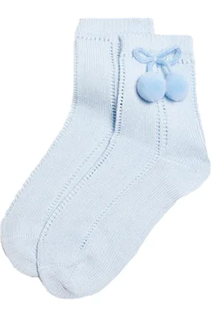 iN ControL 2pack licht blauwe JACQUARD sokken met pompoms 27/30