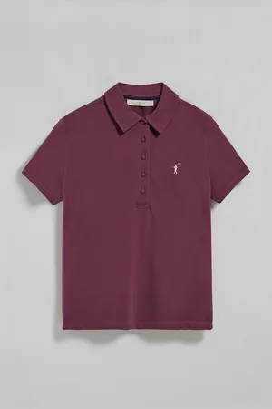 Polo Club® Paarse polo "Pereira" met vijf knopen en geborduurd Rigby Go-logo