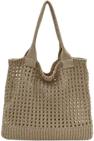 Merkloos Handtas voor dames, schoudertas, grote shopper, tas, dames, schoudertas, strandtas, haaktas voor werk, kantoor, reizen, winkelen, school en dagelijks gebruik, Kaki, mode