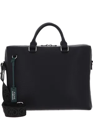 Coccinelle Leren Business tas Laptoptas met laptopvak Man Soft Man Briefcase Grained Leather Zwart