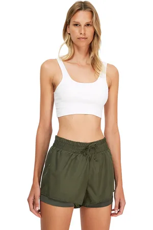 Trendyol Kaki Parachutestof 2-Laags Gebreide Sportshort Met Short Twoaw21Sr0012