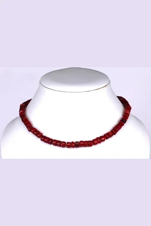 Brigada Collier met echt bamboekoraal met zwaar verzilverd luxe slot - 50 cm +/