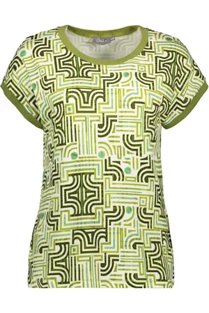 Geisha T-shirt Sarah T Shirt Met Grafisch Patroon 32403 60 500 Green/off White Dames