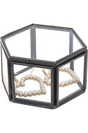 Merkloos Glazen juwelendoos, geometrische ringdoos, opslag, decoratie, bloemen, sieraden voor woonkamer, Moederdag, bruiloft, 8 x 7 x 4,5 cm