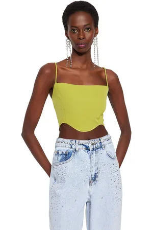 Trendyol Zwarte Cropped Geweven Bustier Tprss23Bs00033