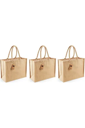 Westford Mill Jute boodschappentas/shopper - 3x stuks - naturel - 42 x 33 x 19 cm - Naturel goodiebag - 21 liter
