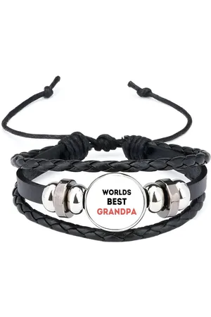 Akyol Worlds best grandpa armband zwart - Opa - de beste opa - verjaardag - verjaardagscadeau - cadeau - beste kinderen - cadeautje voor opa - opa artikelen - kado - geschenk - gift
