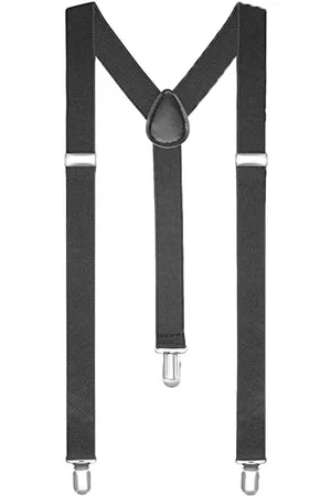 Merkloos Zwarte elastische en verstelbare bretels voor heren met 3 sterke clips, Y-back design, extra sterk, Eén maat