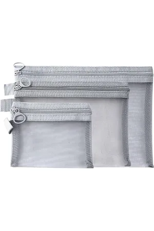 Merkloos Set van 3 mesh-cosmeticatasjes - organizer - - nylon mesh