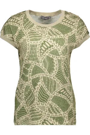 Geisha T-shirt Sarah T Shirt Met Grafisch Patroon 32403 60 Herbal Green/sand Dames