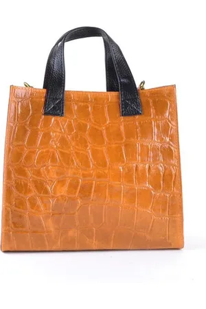 Merkloos Dames Lederen Handtas /Made in Italië Donkercamel