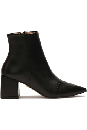Kazar Black leather boots with square heel