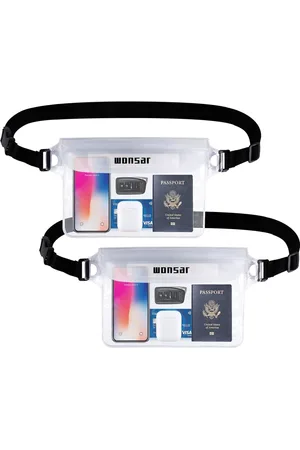 Merkloos Set van 2 waterdichte tassen met verstelbare riem, waterdichte tas, onderwatertelefoonhoesje, waterdichte heuptas voor watersport, strand, zwemmen, boottochten enz.