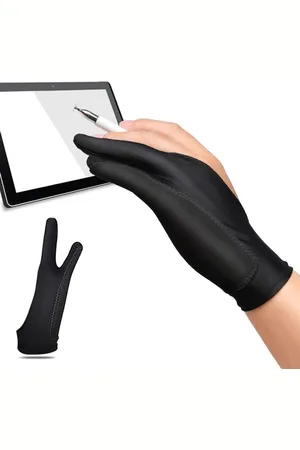 Merkloos 2Pcs Met Twee Vingers Anti-vervuiling Digitale Tekening Handschoen Palm Afwijzing Handschoenen Voor Grafische Tekening Tablet Art Creatie voor Rechter Linker Hand.