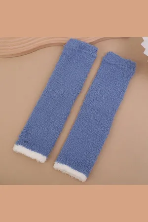 Merkloos Dikke Winter Kniewarmers voor Vrouwen -Één maat - Zachte Koraal Fleece Kniebeschermers voor Artritis - Warme Pluche Lange Sokken - Comfortabele Kniebanden voor Koude Dagen