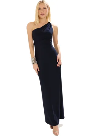 Trendyol Marineblauwe Accessoire-Gedetailleerde Gebreide Maxi-Chique Avondjurk Met ????n Schouder, Afstudeerjurk Tprss25Ae00076