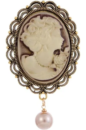 Merkloos Cameo Broche voor Vrouwen en Meisjes – Victoriaans Portret met Parel – Klassieke Reversspeld