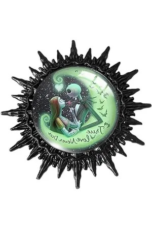 Merkloos Jack en Sally broche - Schattige cartoon nachtmerrie voor kerst - Pinnen reversspeldjes horror - Zwart metalen jurk accessoires - Boutonniere Corsage voor jas hoed rugzak - Cadeau Kerstmis voor vrouwen.
