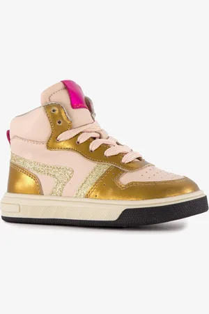 Groot Hoge leren meisjes sneaker roze