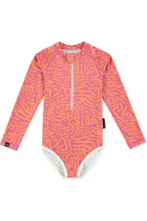 Beach & Bandits UV-zwempak voor meisjes - Lange mouw - UPF50+ - Pink Coral - - maat 116-122cm