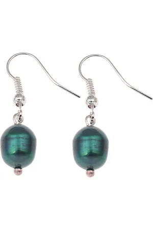 ZHEN ZHU Zoetwater parel oorbellen Dangling Blue Green Pearl - oorhanger - echte parels - -groen - sterling zilver (925) - sieraden zakje - cadeau voor haar - kerst cadeau - Moederdag cadeau