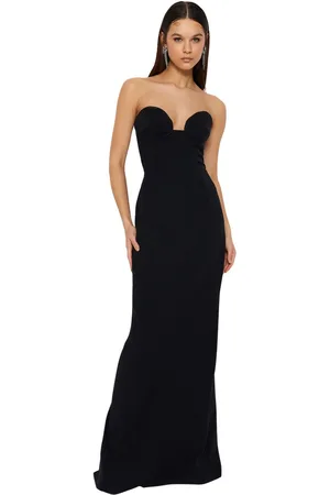 Trendyol Ecru Strapless En Borst Gedetailleerde Bruiloft/Bruiloft Lange Avondjurk Tprss23Ae00230