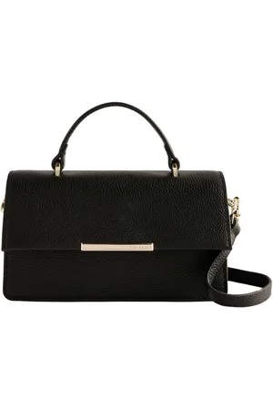 Ted Baker Leren Handtas Schoudertas Rosly Bar Detail Elongated Top Handle Bag Zwart