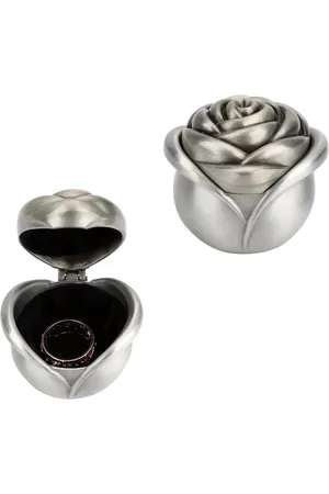 Merkloos Vintage Rose Flower Antieke metalen Trouwring Juwelendoos Sieradenopslag Tinlegering .