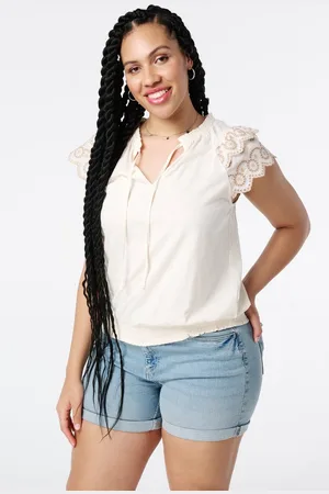 MS Mode Top Top met broderie mouwen