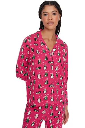 Trendyol Marineblauwe Gebreide Pyjamaset Met Pinguïnmotief En Winterthema Van 100% Katoen Thmaw23Pt00150