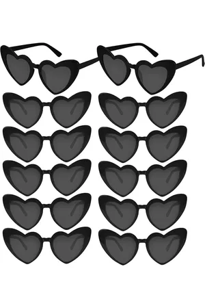 Merkloos 12 paar hartvormige zonnebril - Bachelorette zonnebril - Liefde - Vintage hart bril - Voor vrouwen - Partij - Bruiloften - Vrijgezellenfeest - Zwart