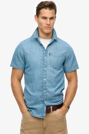 Superdry Essential denim overhemd met korte mouwen - Heren - Shirts