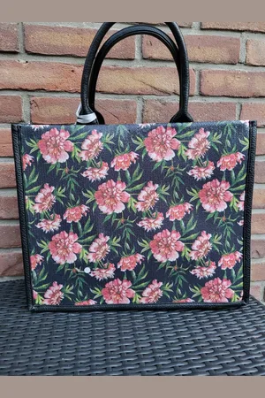 Merkloos PU Leren Schoudertas – Elegante Handtas – Bloemenprint & Pailletten – – Voor Dames