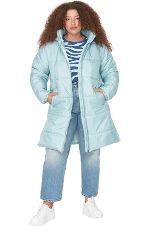 Trendyol Mintkleurige Lange Oversized Donsjas Tbbaw23Aw00001