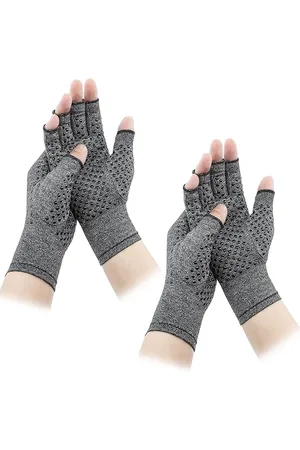 Merkloos Halve vinger compressiehandschoenen - 2 paar - Artritis handschoenen - Compressiehandschoenen - Biedt warmte en compressie om genezing te bevorderen - Vingerloos ontwerp - Verlicht pijn bij reumatoïde artritis en carpaal tunnelsyndroom - XL