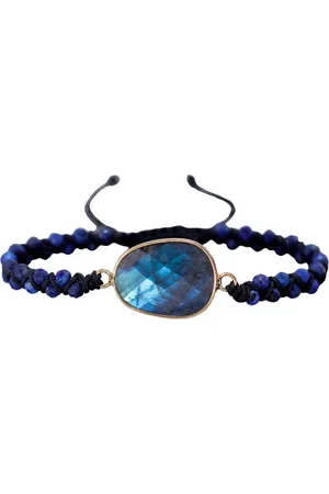 Marama Armband Lapis Lazuli Blue - edelsteen - zwart vegan waxcord - verstelbaar - damesarmband - vegan