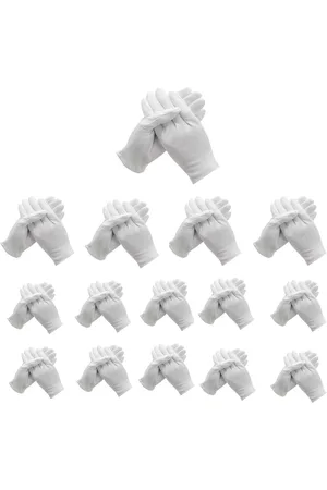 Merkloos 15 paar witte katoenen handschoenen - zachte en rekbare werkhandschoenen - geschikt voor het hydrateren van droge handen, handspa en inspectie van muntjuwelen - servicehandschoenen