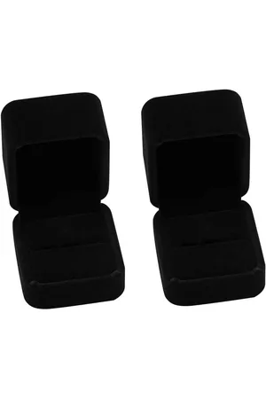 Merkloos Ring Gift Boxes - Set van 2 - Fluwelen Ring Box Single Met Deksel - Kartonnen Sieraden Dozen - Zwart - Voor Ringen Sieraden Bulk Verloving Bruiloft Verjaardagscadeaus