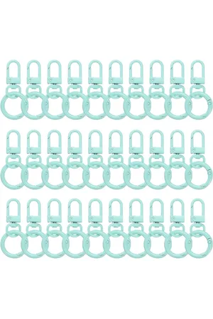 Merkloos 30 stuks - Karabijnhaken in snoepkleur, draaibare trekkerclips, kleurrijke sleutelhangerclips van zinklegering, karabijnhaken, platte splitringen voor doe-het-zelf-knutselwerkjes