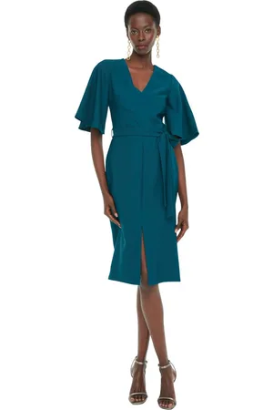Trendyol Marineblauwe Bodyconed Midi-Kokerrok Met Riem En Geweven Jurk Tofaw19Bb0167