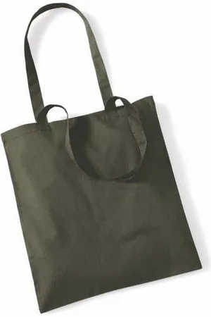 Merkloos 10x Katoenen schoudertasjes olijfgroen 42 x 38 cm - 10 liter - Shopper/boodschappen tas - Tote bag - Draagtas