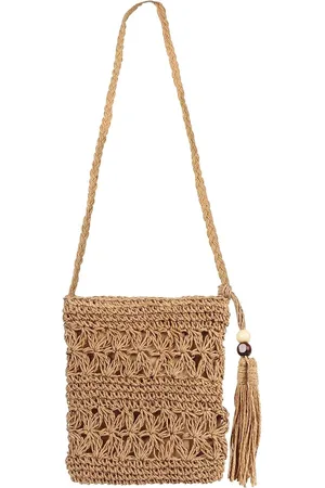 Merkloos Dames stro crossbody, zomer stro tas, crossbody, dames stro schoudertas, handgemaakte strandtas voor vakantie, buiten, werk en reizen