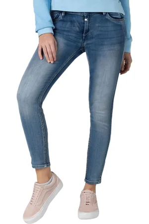 Timezone Dames Jeans Broeken Tight AleenaTZ 7/8 skinny Fit Blauw W 27 Volwassenen