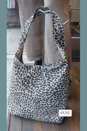 Merkloos Boho Bag - Panter - Suède Schoudertas - Baggy Bag - Bohostyle - Hippystyle - Real Leather