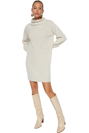 Trendyol Tegel Mini Breiwerk Breed Patroon Jurk Twoaw23El00026