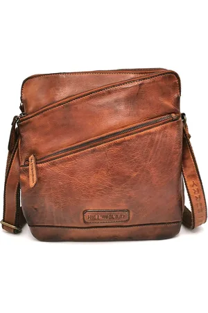 Hillburry Stoere Schoudertas-Crossbodytas Gewassen leer tan 24cm x 27cm 6211W