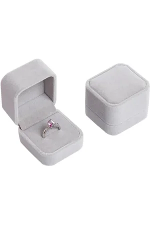 Merkloos Titel: Fluwelen Ringendoos voor Sieraden in Grijs - Geschenkverpakking voor Huwelijksaanzoek