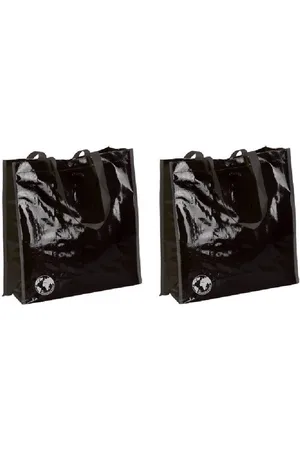 Merkloos Shopper boodschappen opberg tas - 2x - - 38 x 38 cm - Glimmende boodschappentassen
