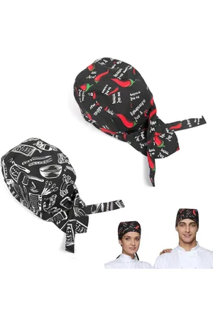 Merkloos Bandana voor heren 2 stuks koksmuts verstelbaar catering-hoed voor dames en heren.